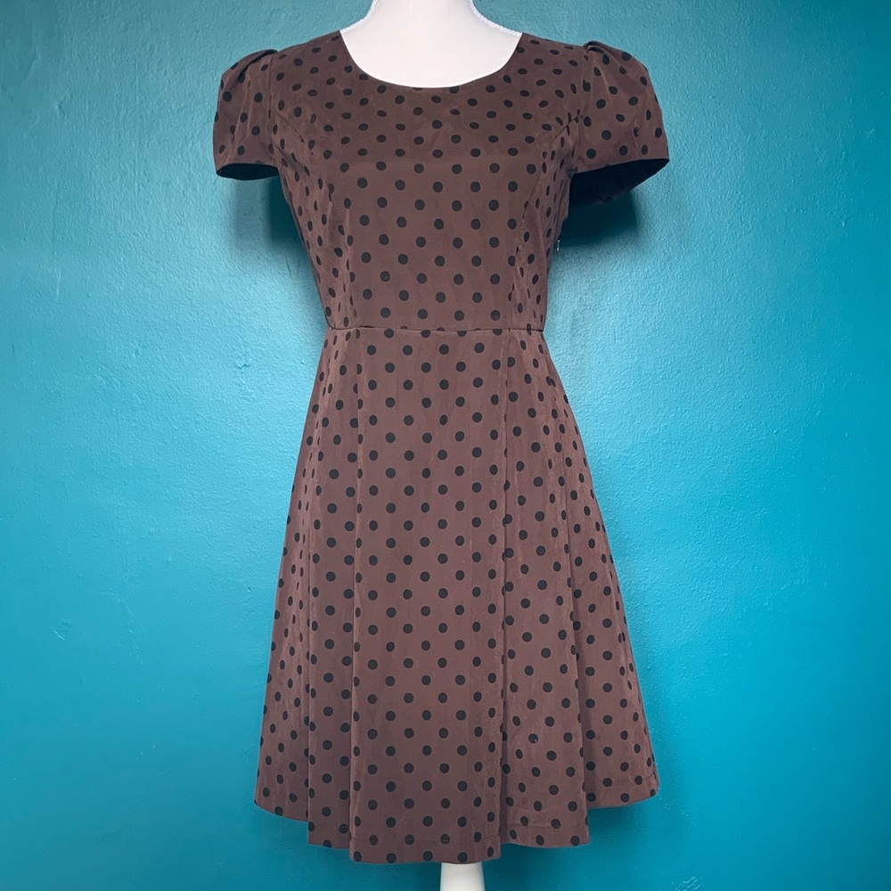 Modcloth Brown & Black Polka Dot Dress